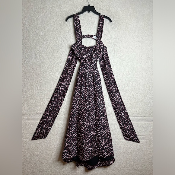 NWT Rebecca Vallance Womens Cha Cha Silk Cut Out Spotted Midi Dress SIZE 4 - Picture 3 of 15